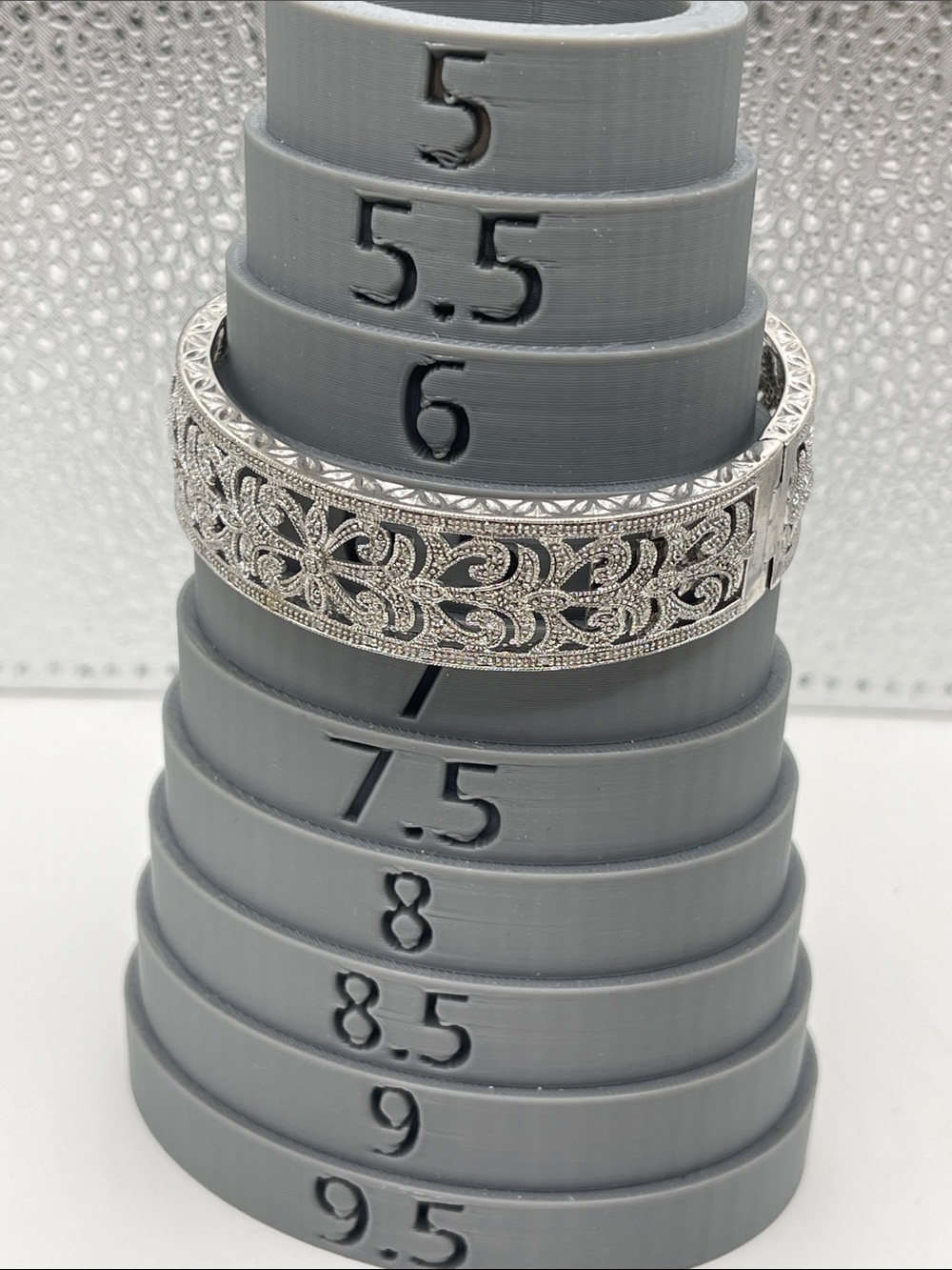 07.05.26-4 Leslie Greene 925 Diamond Accent Intricate Filigree Cuff Bracelet